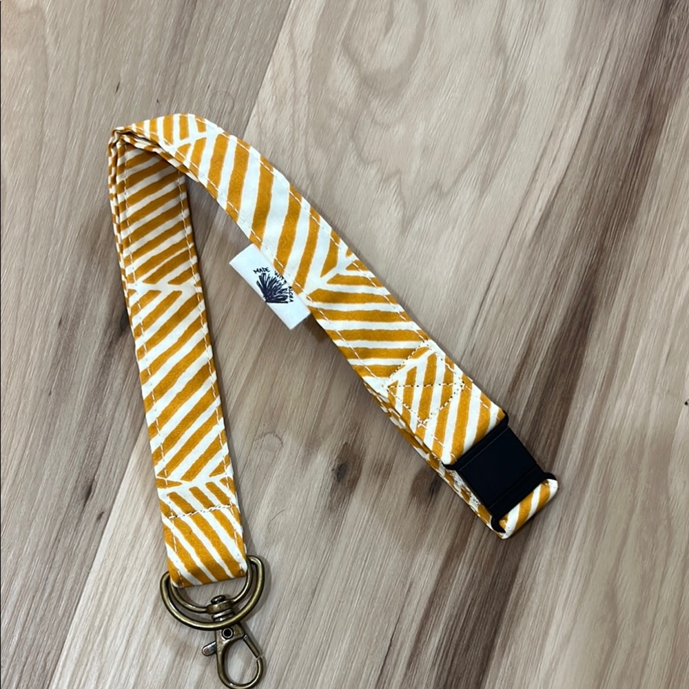 Yellow and White Patterned Keychain Lanyard